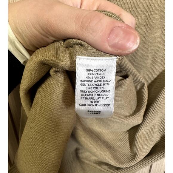 Open Edit Short Sleeve Ribbed Bodycon Dress Tan Women's Size XXS - Picture 4 of 7